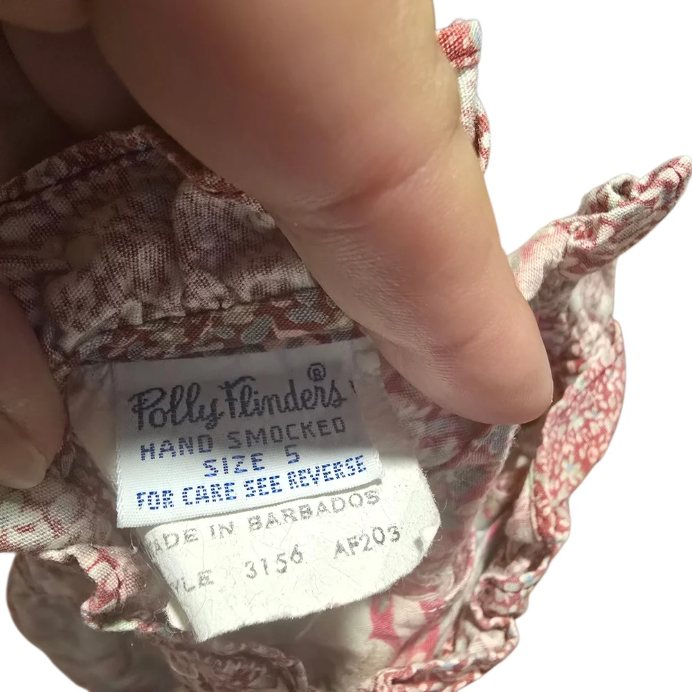 Polly Finders Vintage Smocked Floral Long Sleeve Dress Size 5